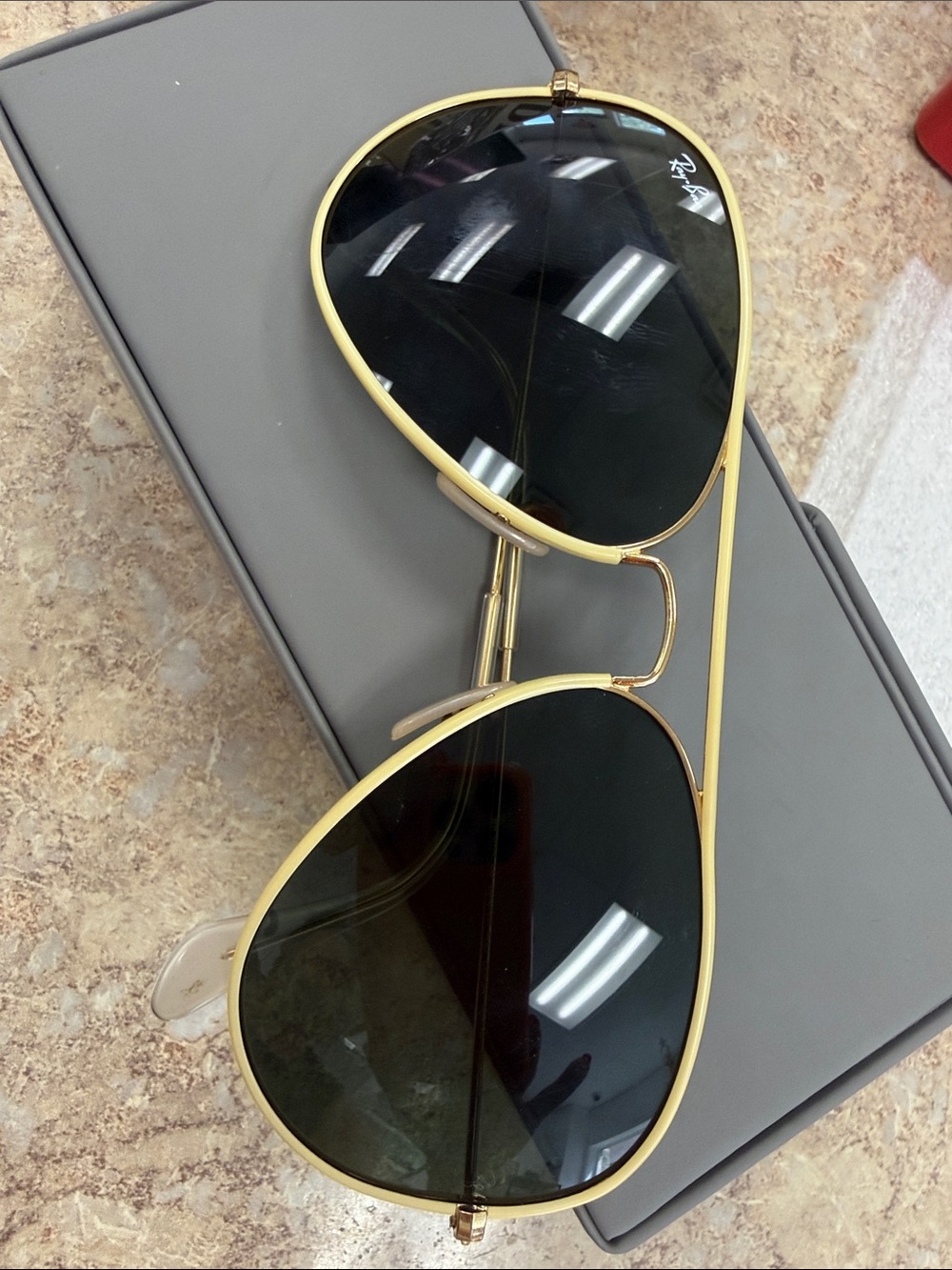 Ray-Ban Men’s Gold Frame Sunglasses with Dark Lenses
